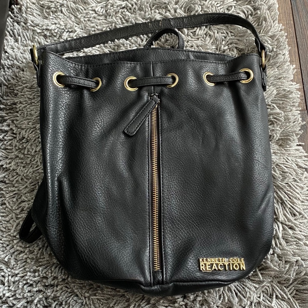 Bucket Backpack w/ gromets, zipper detailing